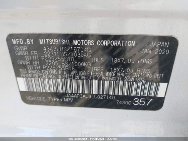 2020 MITSUBISHI OUTLANDER SPORT JA4AP3AU3LU027140 Photo 8