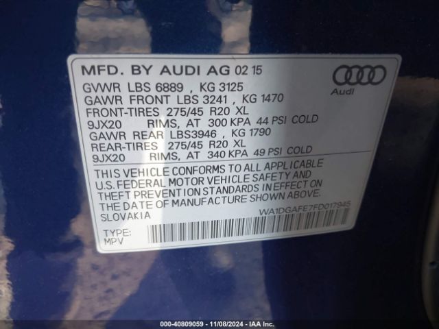 WA1DGAFE7FD017945 Audi Q7 3.0t S Line Prestige