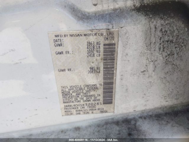 1N4BL4CV2LN320285 Nissan Altima Sr Fwd
