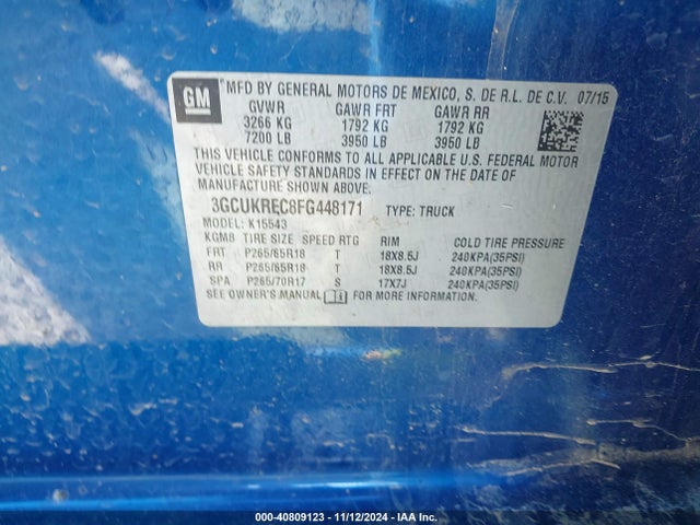 Chevrolet Silverado 1500 2lt 2015 3GCUKREC8FG448171 Image 9
