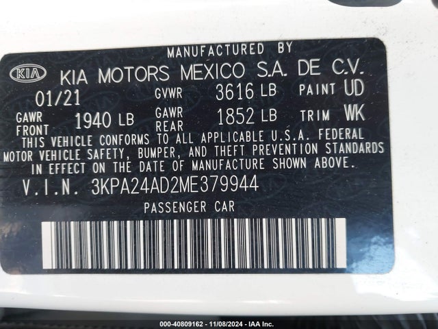 KIA RIO S 2021 3KPA24AD2ME379944 Image 9