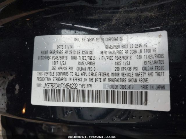 JM3TB2CAXF0454232 Mazda Cx-9 Touring
