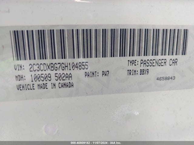 2C3CDXBG7GH104855 Dodge Charger Se
