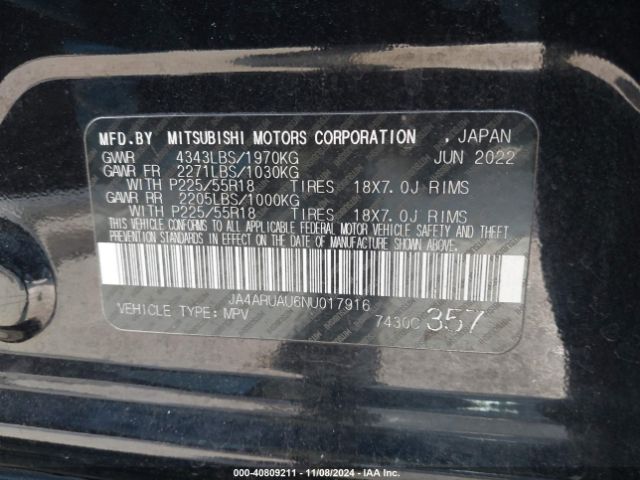 2022 MITSUBISHI OUTLANDER SPORT JA4ARUAU6NU017916 Photo 8