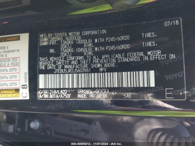 JTEBU5JR2J5603961 Toyota 4runner Limited