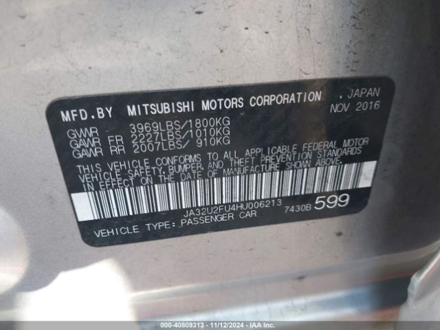 JA32U2FU4HU006213 Mitsubishi LANCER ES