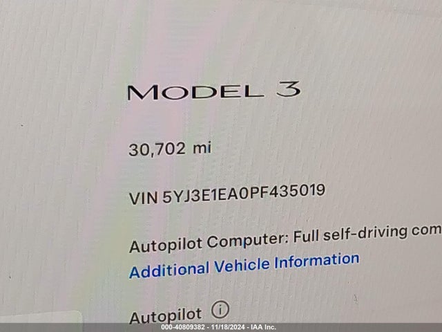 Tesla Model 3 Rear-wheel Drive 2023 5YJ3E1EA0PF435019 Image 16