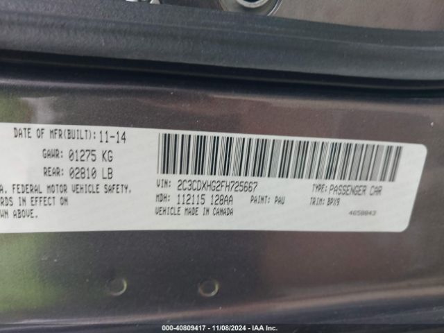 2C3CDXHG2FH725667 Dodge Charger Sxt