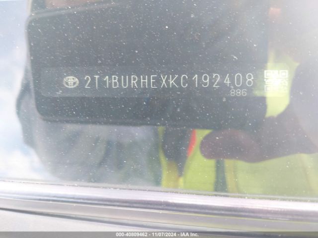 2T1BURHEXKC192408 Toyota COROLLA LE