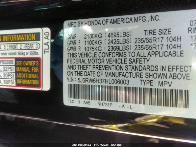 5J6RW6H37HL006003 Honda CR-V LX