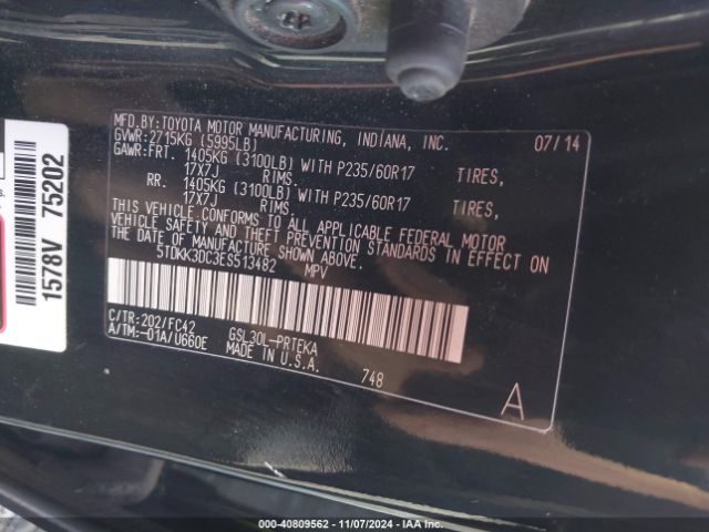 5TDKK3DC3ES513482 Toyota Sienna Le V6 8 Passenger