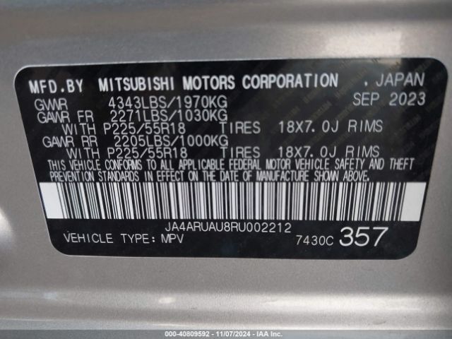 JA4ARUAU8RU002212 Mitsubishi Outlander Sport 2.0 Es
