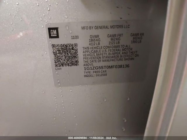 1G1ZG5ST0MF038136 Chevrolet Malibu Fwd Rs