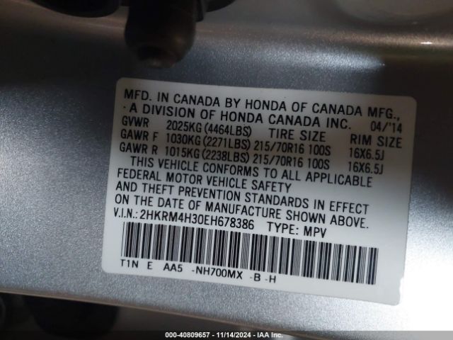 2HKRM4H30EH678386 Honda CR-V LX