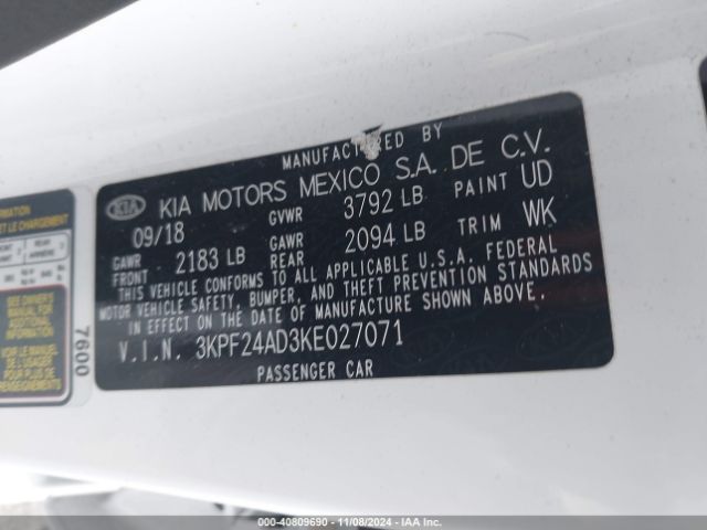 3KPF24AD3KE027071 KIA FORTE FE