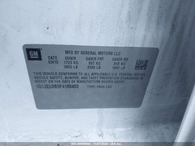 1G1JE5SB0F4185453 Chevrolet Sonic Ltz Auto