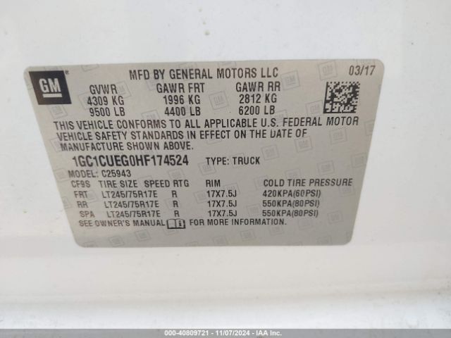 1GC1CUEG0HF174524 Chevrolet Silverado 2500hd Wt