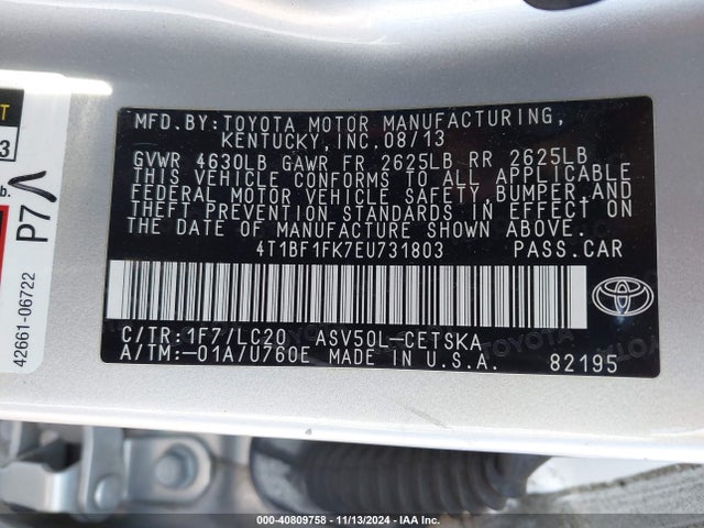 Toyota CAMRY SE 2014 4T1BF1FK7EU731803 Image 9
