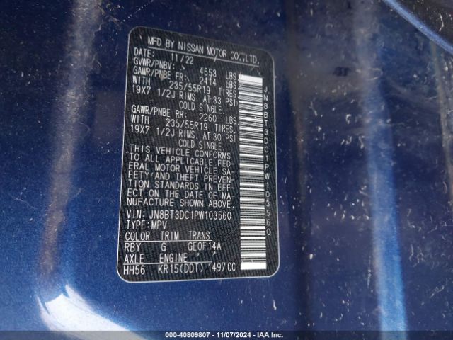 JN8BT3DC1PW103560 Nissan Rogue Platinum Fwd