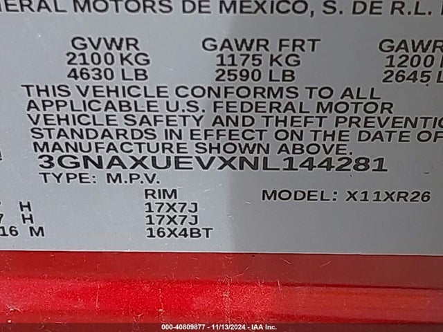 Chevrolet Equinox Awd Lt 2022 3GNAXUEVXNL144281 Image 9