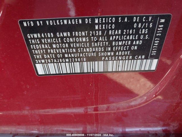 3VW267AJ8GM229618 Volkswagen Jetta 1.4t S