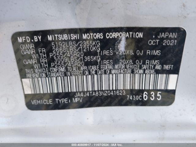 JA4J4TA83NZ041623 Mitsubishi Outlander Es 2.5