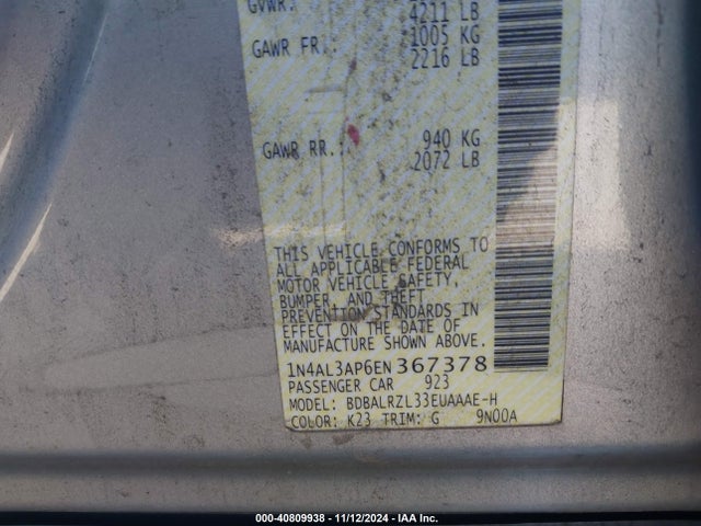 Nissan Altima 2.5 S 2014 1N4AL3AP6EN367378 Image 9