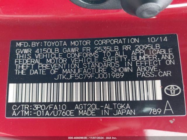 JTKJF5C79FJ001989 Scion TC