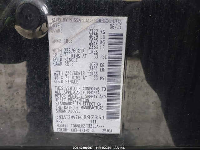 Nissan Rogue Sl 2015 5N1AT2MV7FC897351 Image 17
