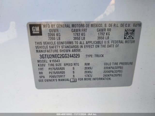 3GTU2NEC2GG244329 GMC Sierra 1500 Slt
