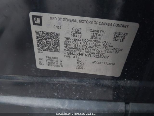 2GNAXHEV7L6116267 Chevrolet Equinox Fwd Ls