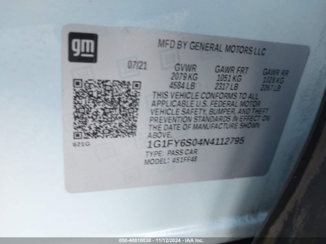 1G1FY6S04N4112795 Chevrolet Bolt Euv Fwd Lt