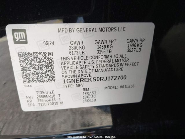 1GNEREKS0RJ172700 Chevrolet Traverse Fwd Ls