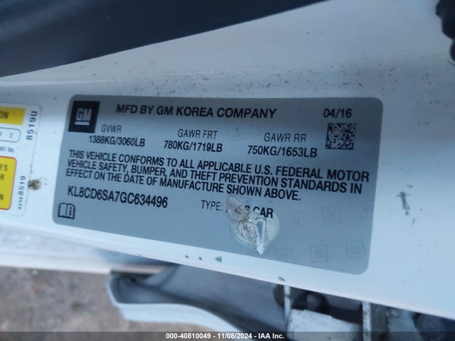 Chevrolet Spark 1lt Cvt 2016 KL8CD6SA7GC634496 Image 9