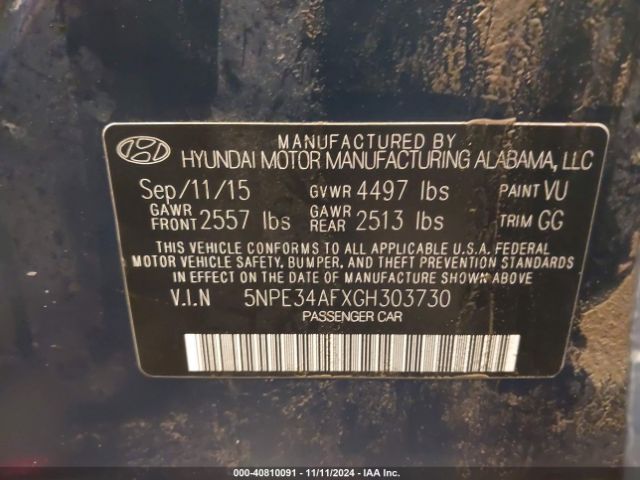 5NPE34AFXGH303730 Hyundai Sonata Sport