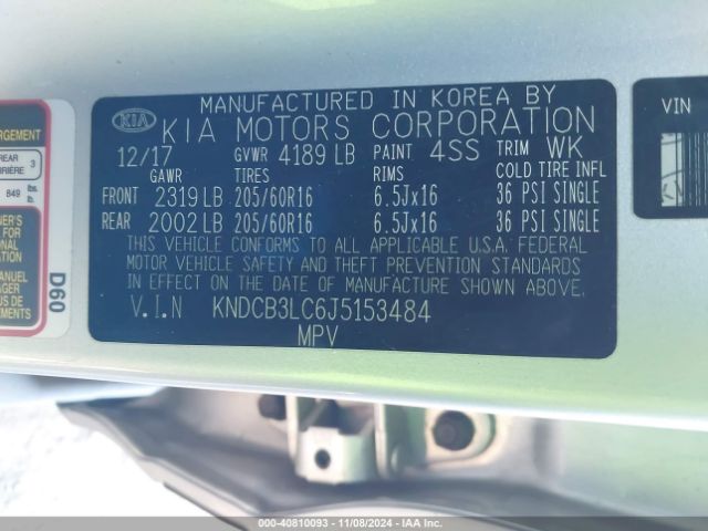 KNDCB3LC6J5153484 KIA NIRO LX