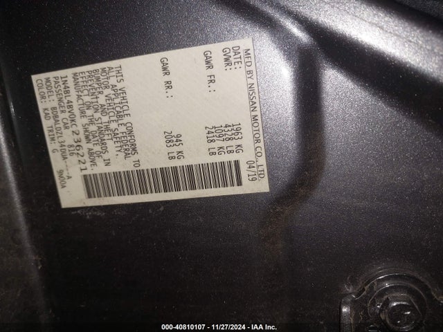 Nissan Altima 2.5 S 2019 1N4BL4BV0KC236221 Image 9