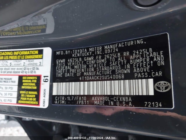 Toyota CAMRY LE 2025 4T1DAACK2SU540068 Image 9