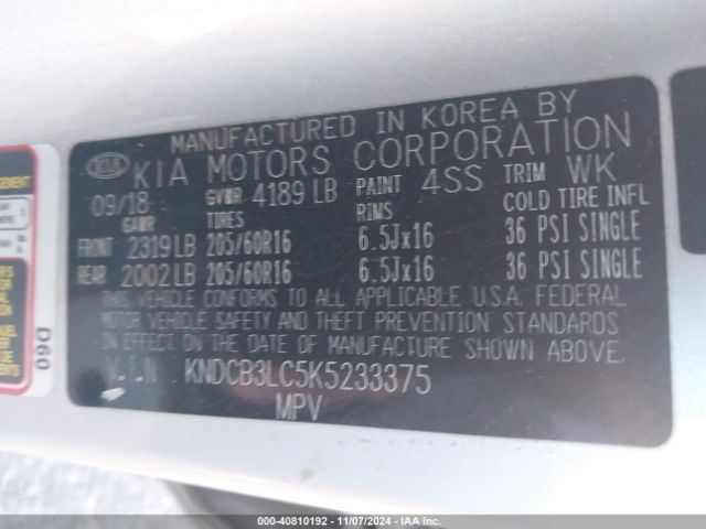 KNDCB3LC5K5233375 KIA NIRO LX