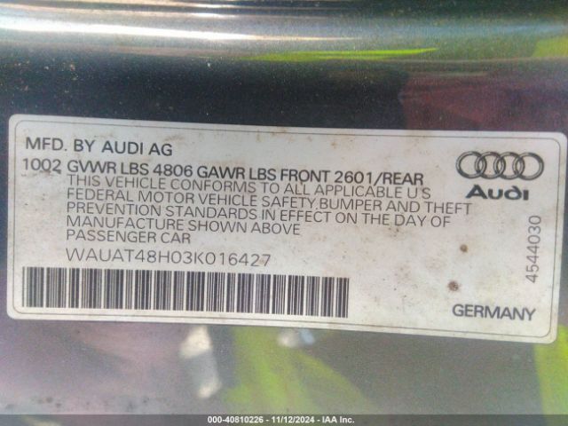 2003 AUDI A4 WAUAT48H03K016427 Photo 8