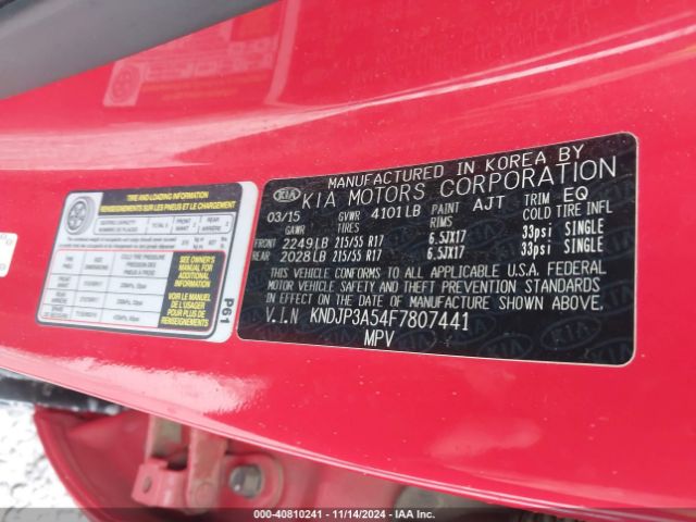 KIA SOUL + 2015 KNDJP3A54F7807441 Image 9