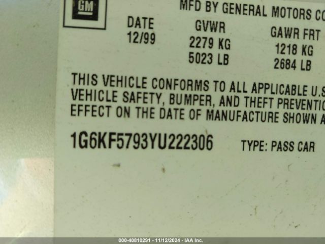 2000 CADILLAC DEVILLE 1G6KF5793YU222306 Photo 8