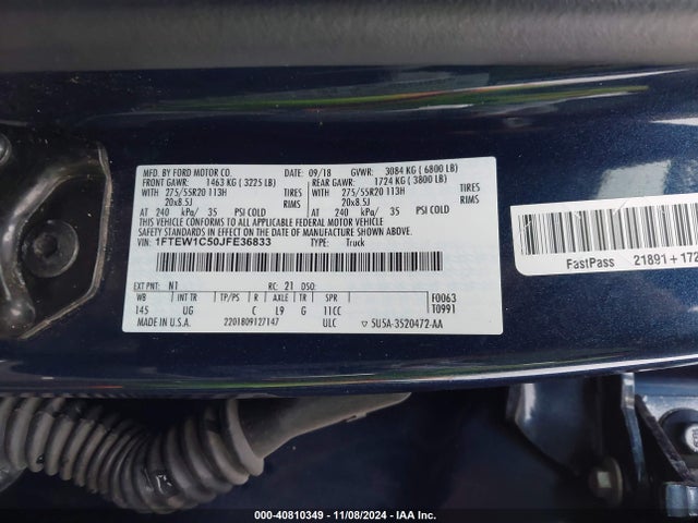 Ford F-150 Xlt 2018 1FTEW1C50JFE36833 Image 9