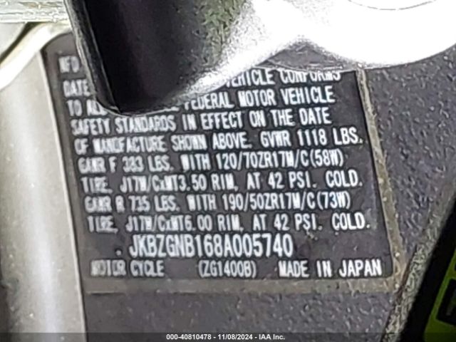 2008 KAWASAKI ZG1400 JKBZGNB168A005740 Photo 9