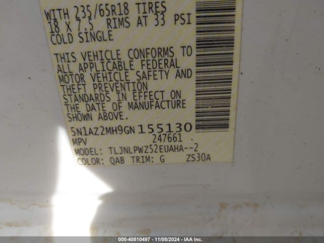 5N1AZ2MH9GN155130 Nissan MURANO S
