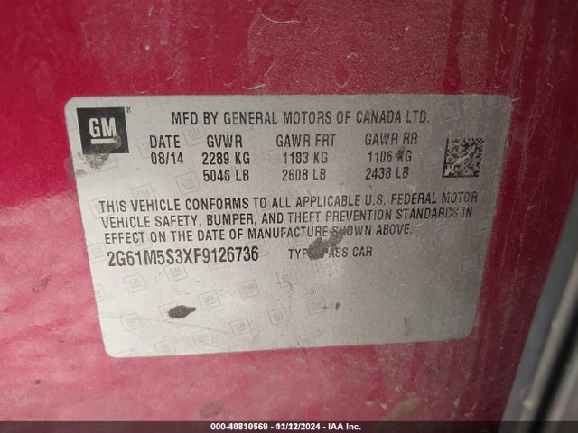 2015 CADILLAC XTS 2G61M5S3XF9126736 Photo 8
