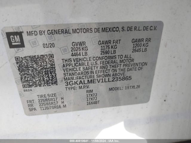 3GKALMEV1LL235865 GMC Terrain Fwd Sle