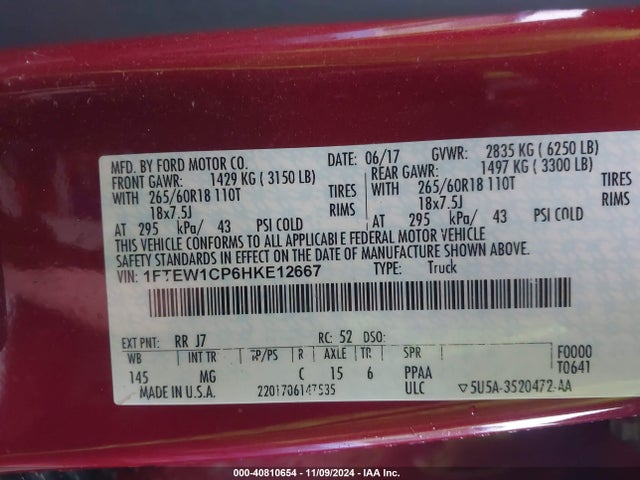Ford F-150 Xlt 2017 1FTEW1CP6HKE12667 Image 9
