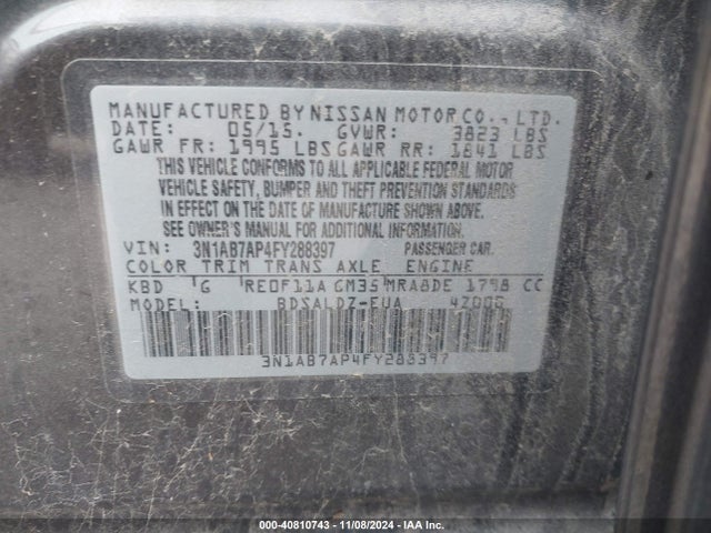 Nissan SENTRA SV 2015 3N1AB7AP4FY288397 Image 9