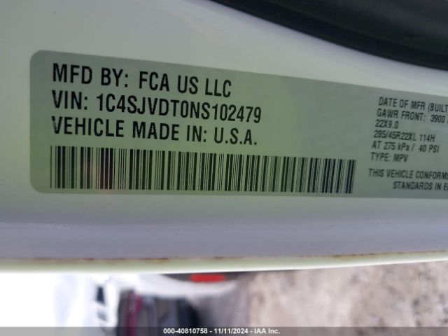 1C4SJVDT0NS102479 Jeep Wagoneer Series Iii 4x4